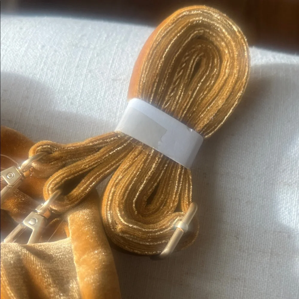 Anthropologie Velvet Knot Handle Bag - Tan
